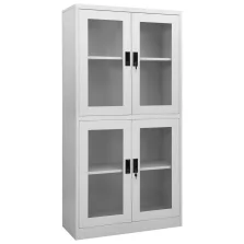   vidaXL világosszürke acél és edzett üveg irodai szekrény 90x40x180 cm