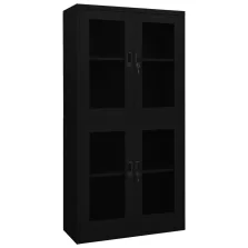  vidaXL fekete acél és edzett üveg irodai szekrény 90 x 40 x 180 cm