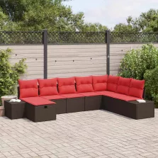 vidaXL Kerti Kanapé Szett párnával 8 pcs Barna polirattan