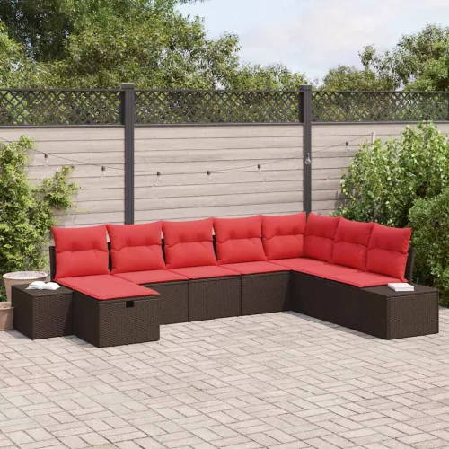 vidaXL Kerti Kanapé Szett párnával 8 pcs Barna polirattan