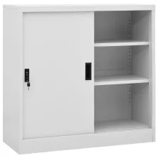   vidaXL világosszürke acél tolóajtós irodai szekrény 90 x 40 x 90 cm