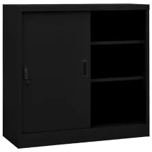   vidaXL fekete acél tolóajtós irodai szekrény 90 x 40 x 90 cm
