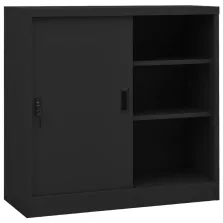  vidaXL antracitszürke acél tolóajtós irodai szekrény 90 x 40 x 90 cm