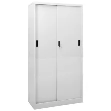   vidaXL világosszürke acél tolóajtós irodai szekrény 90 x 40 x 180 cm