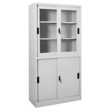   vidaXL világosszürke acél tolóajtós irodai szekrény 90 x 40 x 180 cm