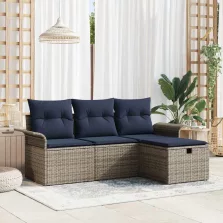   vidaXL Kerti Kanapé Szett párnával tárolóval 4 pcs Poli rattan