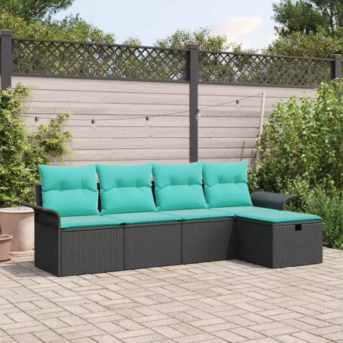 vidaXL Kerti Kanapé Szett párnával tárolóval 5 pcs Poli rattan
