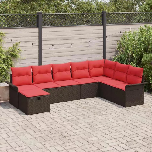 vidaXL Kerti Kanapé Szett párnával tárolóval 8 pcs Poli rattan