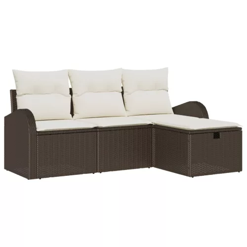 vidaXL 4 részes kerti kanapészett párnákkal Barna poli rattan, vidaXL 2 személyes kerti kanapé tárolóval és párnákkal Barna poli rattan