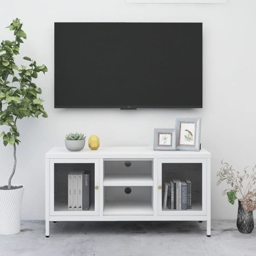 vidaXL fehér acél és üveg TV-szekrény 105 x 35 x 52 cm