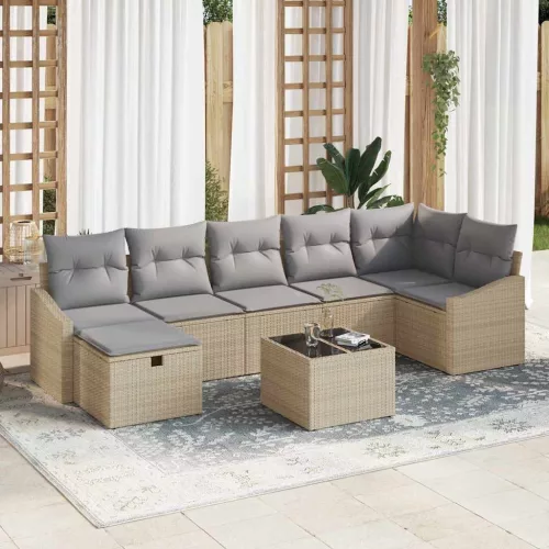 vidaXL Kerti Kanapé Szett 8 pcs Bézs 55 x 62 x 69 cm Poli rattan