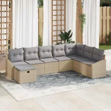   vidaXL Kerti Kanapé Szett 8 pcs Bézs 55 x 62 x 69 cm Poli rattan
