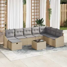   vidaXL Kerti Kanapé Szett 9 pcs Bézs 55 x 62 x 69 cm Poli rattan