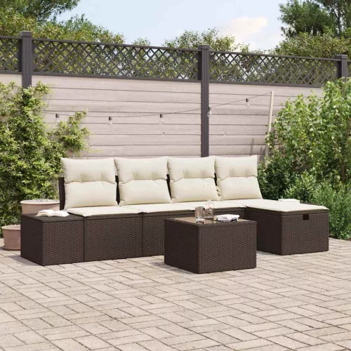 vidaXL Kerti Kanapé Szett 6 pcs Barna 55 x 62 x 69 cm Poli rattan
