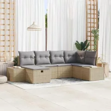   vidaXL Kerti Kanapé Szett 6 pcs Bézs 55 x 62 x 69 cm Poli rattan