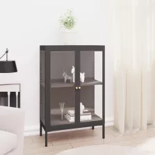   vidaXL antracitszürke acél és üveg tálalószekrény 75 x 35 x 105 cm