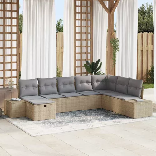vidaXL Kerti Kanapé Szett 8 pcs Bézs 55 x 62 x 69 cm Poli rattan