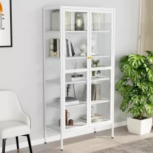 vidaXL fehér acél és edzett üveg vitrin 90 x 40 x 180 cm