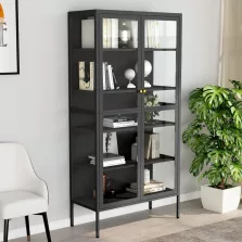   vidaXL antracitszürke acél és edzett üveg vitrin 90 x 40 x 180 cm