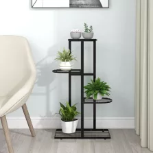   vidaXL fekete 4 szintes acél virágtartó állvány 43 x 22 x 76 cm