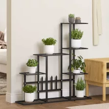 vidaXL fekete acél virágtartó állvány 94,5 x 25 x 88 cm