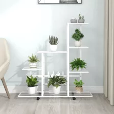   vidaXL fehér acél virágtartó állvány kerékkel 94,5 x 25 x 92,5 cm