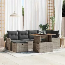vidaXL Kerti Kanapé Szett 7 pcs Szürke polirattan