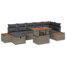 vidaXL Kerti Kanapé Szett 8 pcs Szürke polirattan