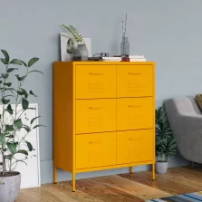   vidaXL mustársárga acél fiókos szekrény 80 x 35 x 101,5 cm