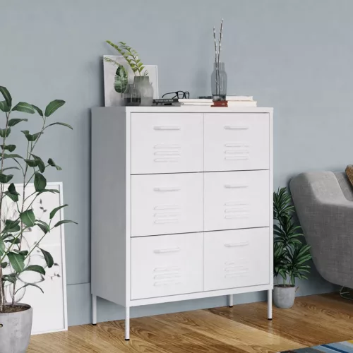 vidaXL fehér acél fiókos szekrény 80 x 35 x 101,5 cm