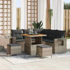   vidaXL Kerti Kanapé Szett párnával 8 pcs Szürke polirattan