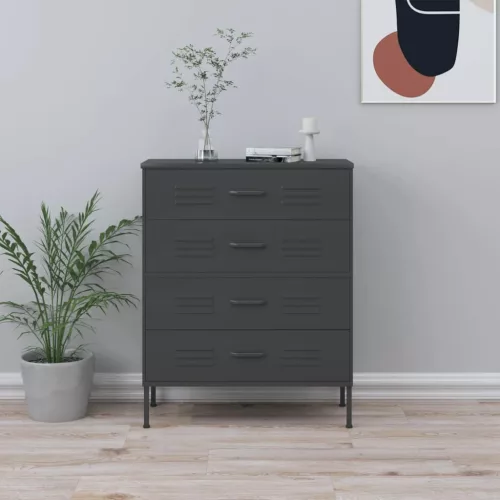 vidaXL antracitszürke acél fiókos szekrény 80 x 35 x 101,5 cm