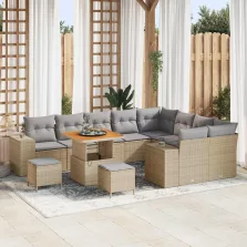 vidaXL Kerti Kanapé Szett 12 pcs Bézs polirattan