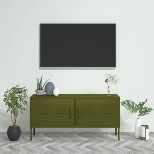 vidaXL olívazöld acél TV-szekrény 105 x 35 x 50 cm