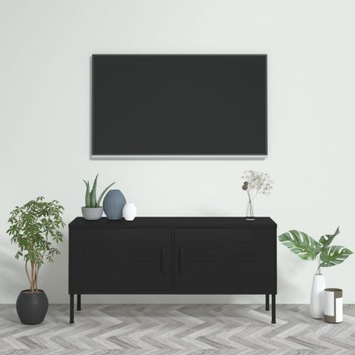 vidaXL fekete acél TV-szekrény 105 x 35 x 50 cm