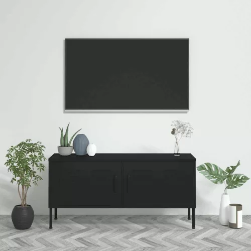 vidaXL fekete acél TV-szekrény 105 x 35 x 50 cm