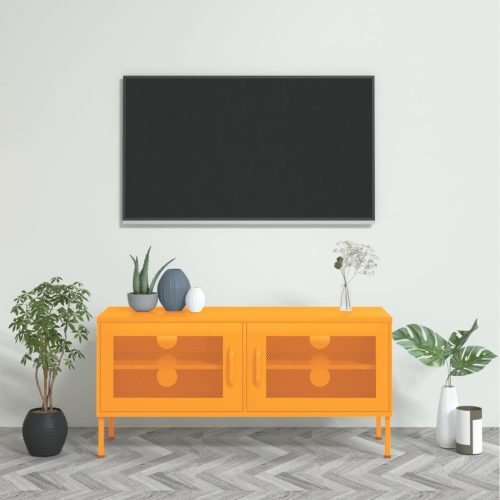 vidaXL mustársárga acél TV-szekrény 105 x 35 x 50 cm