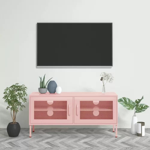 vidaXL rózsaszín acél TV-szekrény 105 x 35 x 50 cm