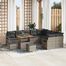   vidaXL Kerti Kanapé Szett párnával 12 pcs Szürke Poli rattan