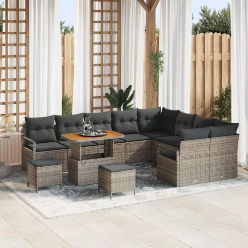 vidaXL Kerti Kanapé Szett párnával 12 pcs Szürke Poli rattan
