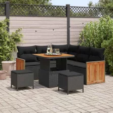   vidaXL Kerti Kanapé Szett párnával 8 pcs Fekete 80 x 80 x 71 cm