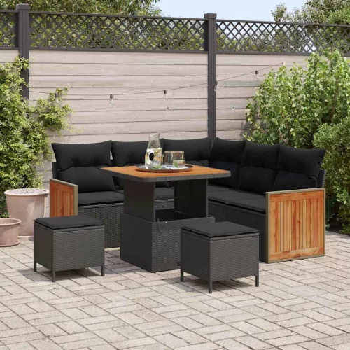vidaXL Kerti Kanapé Szett párnával 8 pcs Fekete 80 x 80 x 71 cm