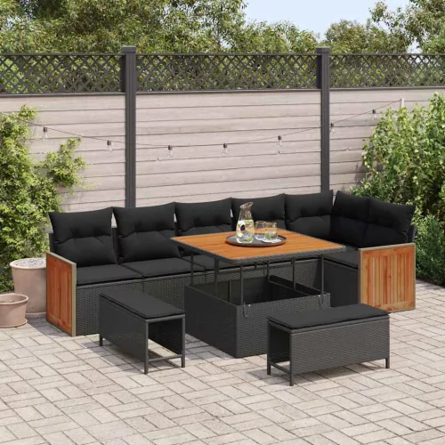 vidaXL Kerti Kanapé Szett párnával 9 pcs Fekete 100 x 100 x 71 cm