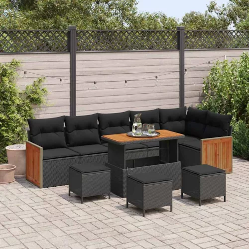 vidaXL Kerti Kanapé Szett párnával 10 pcs Fekete 110 x 55 x 71 cm