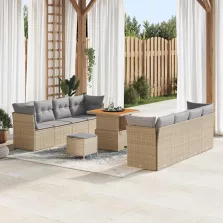   vidaXL Kerti Kanapé Szett 11 pcs Beige és Világosszürke polirattan