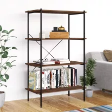   vidaXL fekete és sötét faszínű 4 szintes polcrendszer 80 x 40 x 130 cm