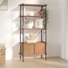   vidaXL 5 szintes acél és szerelt fa polc szekrénnyel 80x40x163 cm