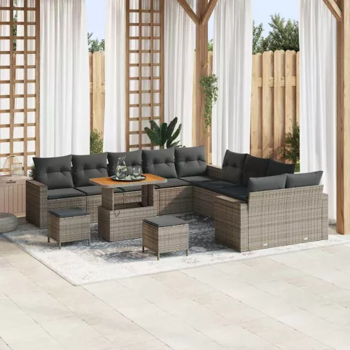 vidaXL Kerti Kanapé Szett párnával 13 pcs Szürke 90 x 55 x 71 cm