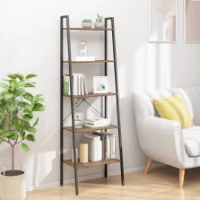   vidaXL 5 szintes sötétbarna és fekete állópolc 56 x 35 x 174 cm