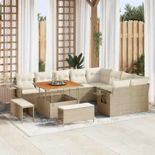   vidaXL Kerti Kanapé Szett 12 pcs bézs és krémszínű 100 x 100 x 71 cm